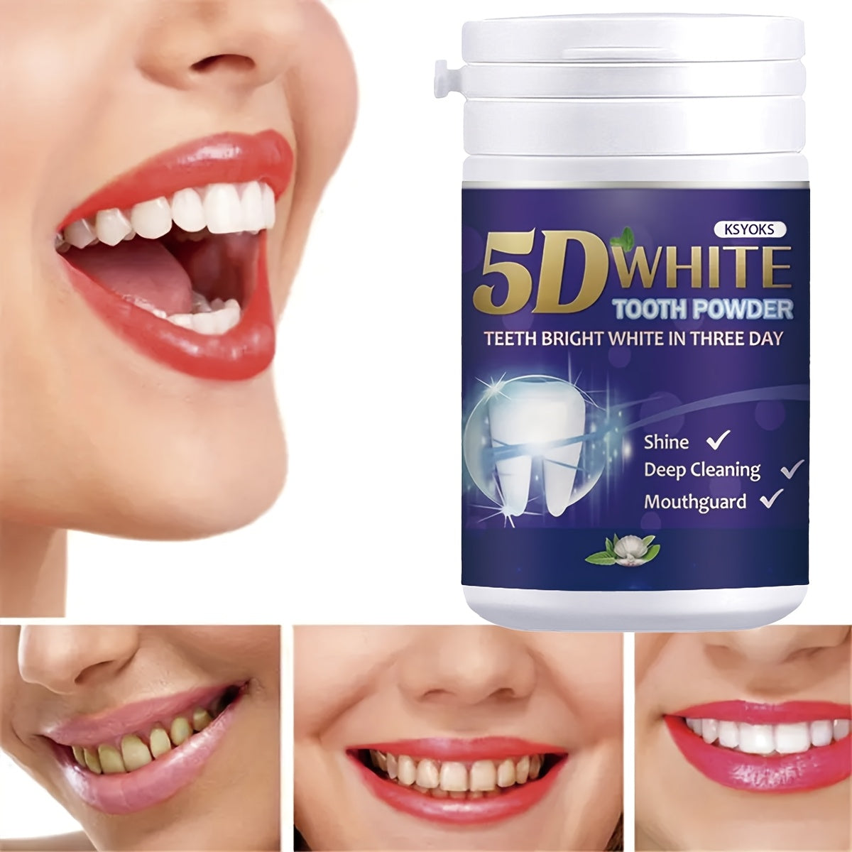 Teeth Whitening Powder Deep Cleansing Toothpaste for Daily Use and Travel