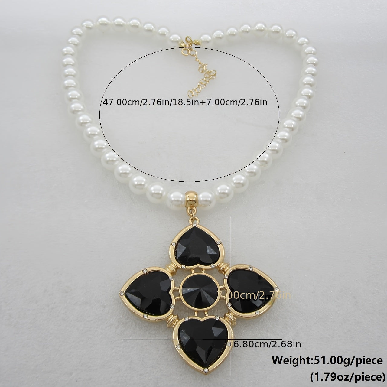 Faux Pearl Pendant Necklace Bohemian Style 10mm Glass Zinc Alloy Jewelry