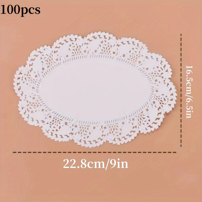 50 Pieces Lace Paper Oil Absorption Pads Cake Baking Pizza Food Pads in 3 Shapes