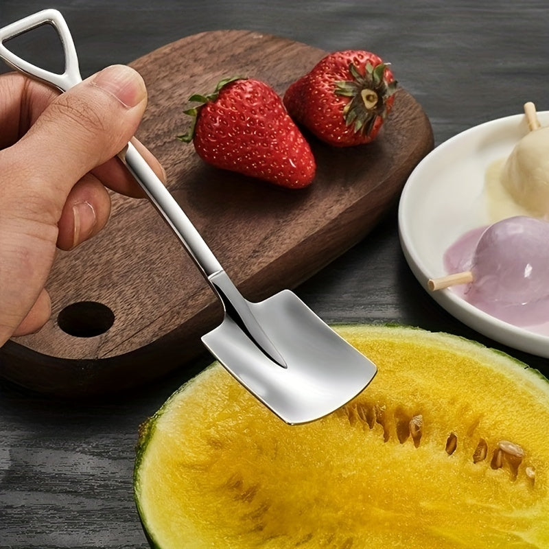 Set of 4 Stainless Steel Dessert Spoons for Fruit and Dessert Scooping