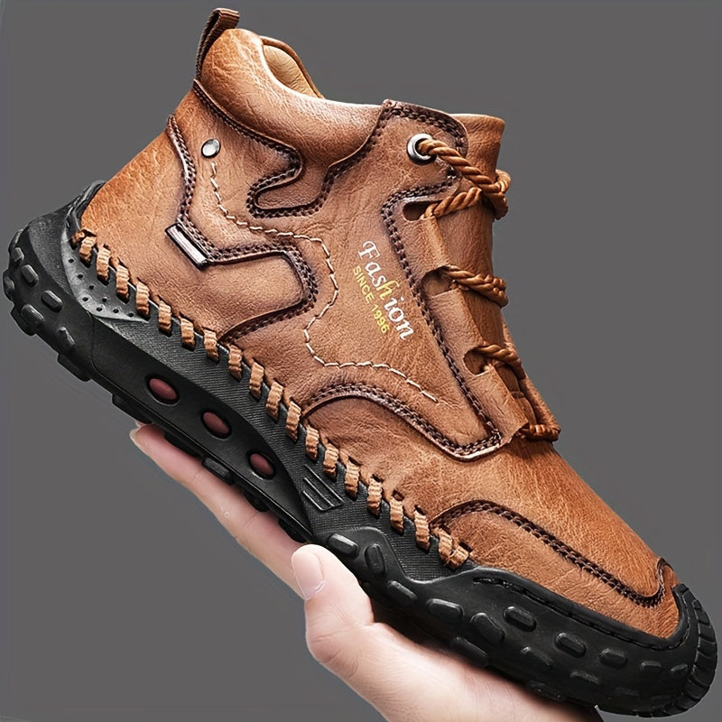 Men's Trail Running Sneakers Rubber Sole Microfiber Synthetic Leather Casual All-Season