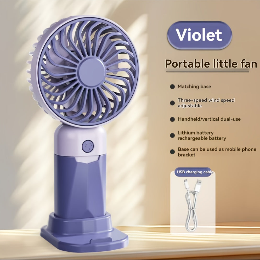 Портативный ручной вентилятор USB, перезаряжаемый, небольшой вентилятор для офиса, стола, студента, подвесной на шею
