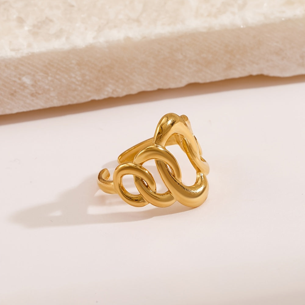 Women's Stainless Steel Geometric Oval Ring Hypoallergenic Titanium Alloy Jewelry