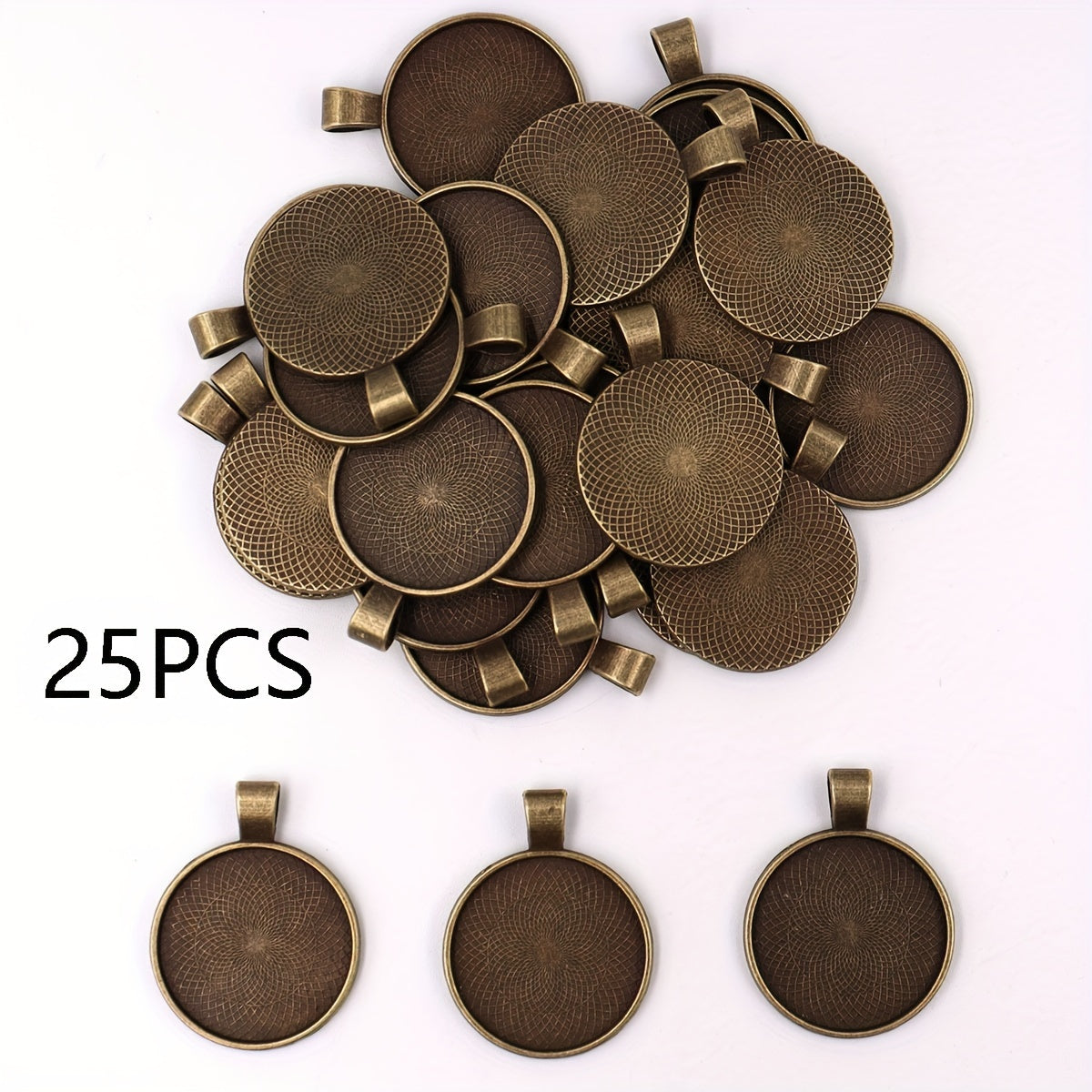 Jewelry Findings Golden Pendant Trays Sets of 5 10 25 White Circular 2.5CM
