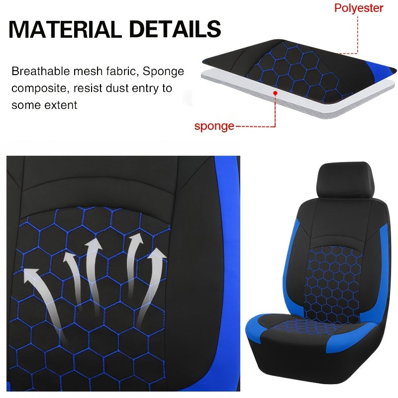 Universal Car Seat Covers Black Red Woven Polyester Durable Pack of 2