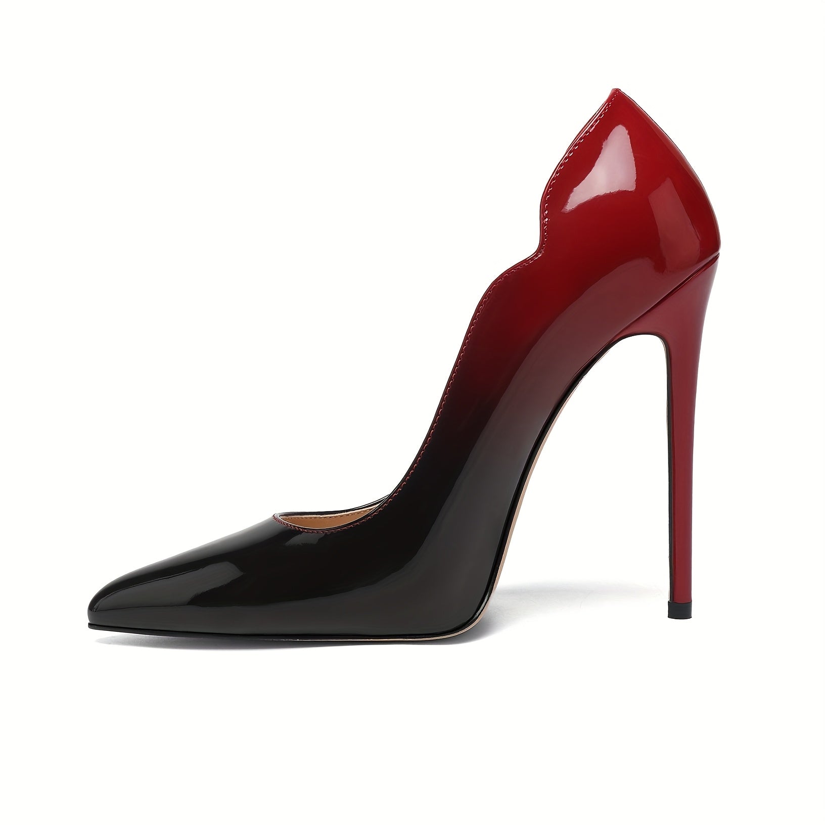 Women's Pointed Toe Stiletto Heels Black Red Faux Leather Pumps for Weddings Parties
