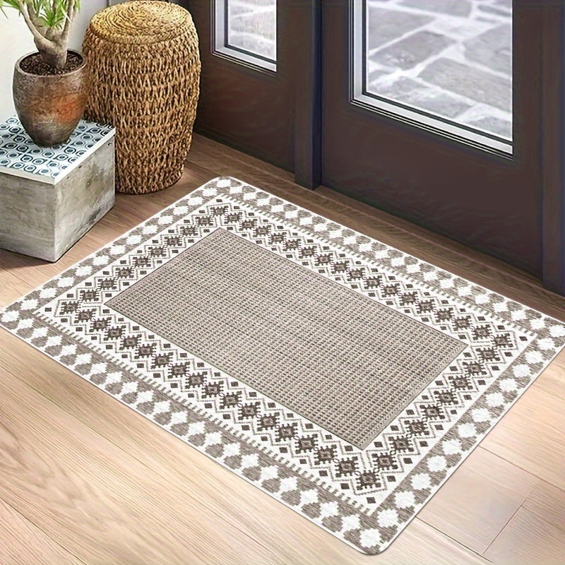 Alfombra de entrada antideslizante boho étnica tejida, alfombra suave lavable a máquina para suelo, 70x120cm