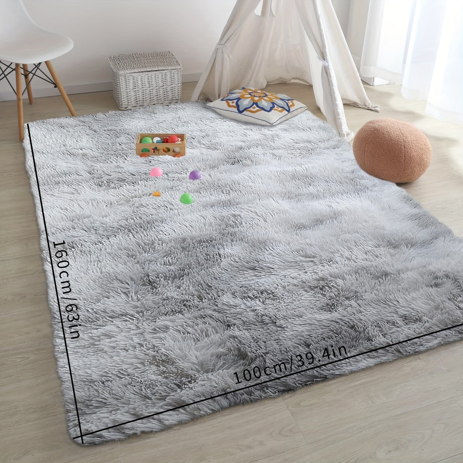 Plush Long-Hair Carpet for Bedroom or Living Room, Soft and Thick