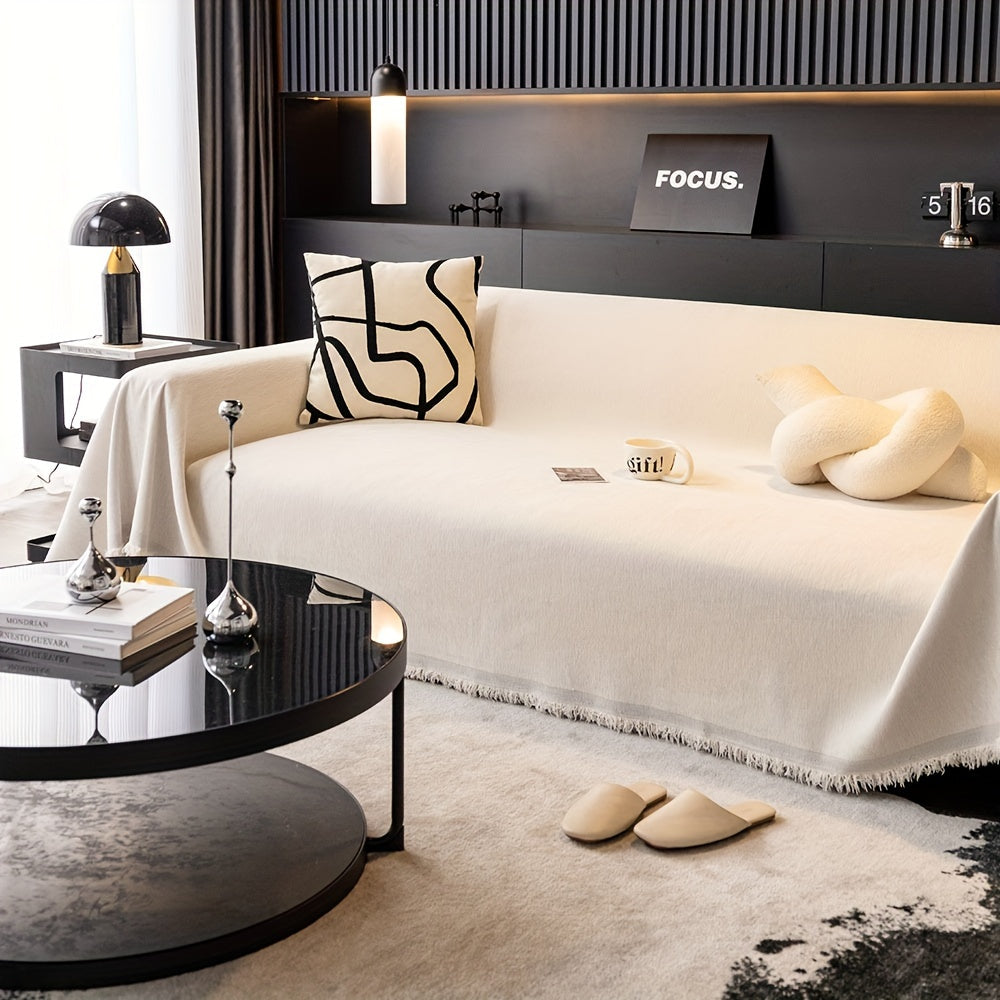 Tasselli suv o'tkazmaydigan divan qoplamasi, yuvilishi mumkin va bardoshli, yashash xonasi uy bezaklari uchun universal mebelni himoya qilish.