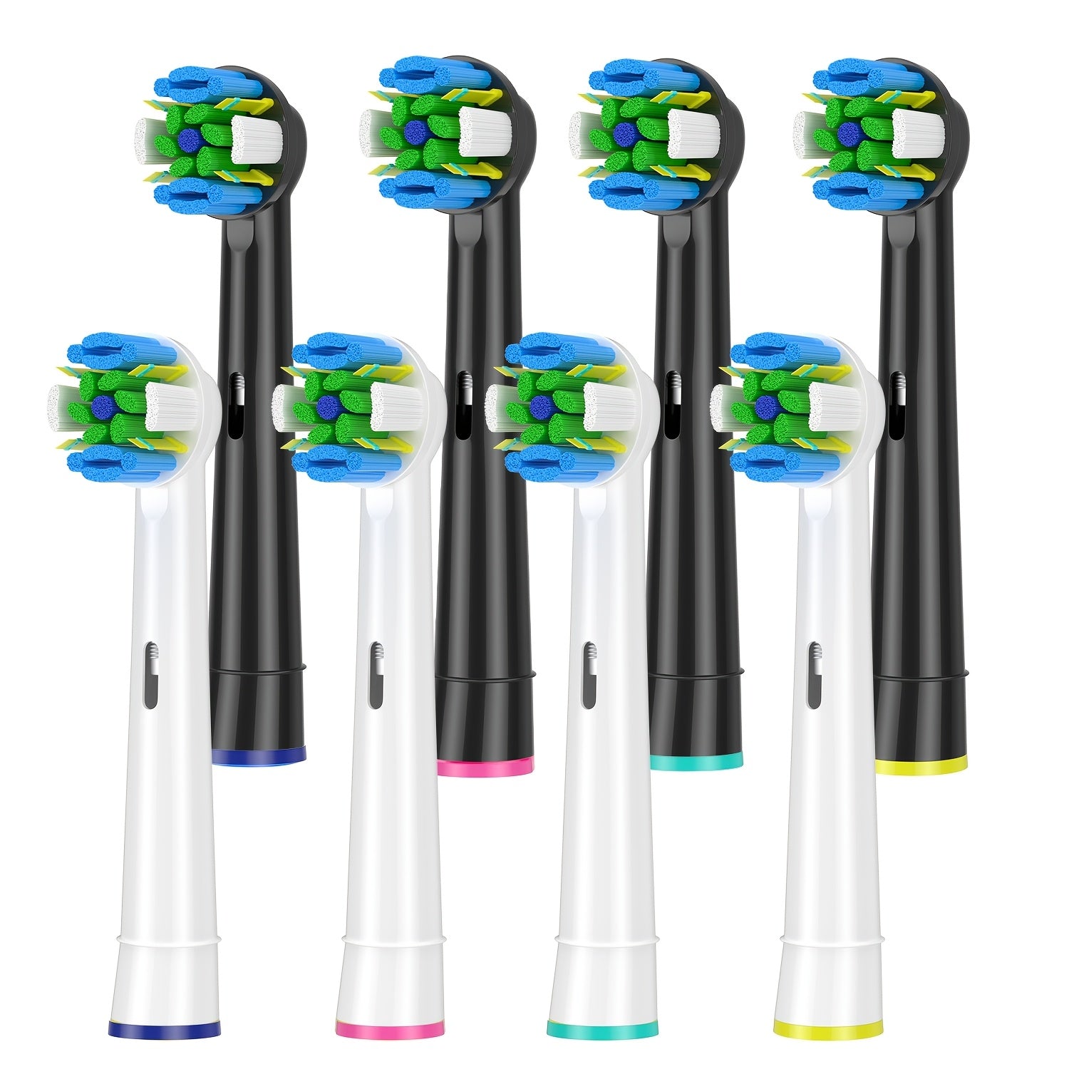 8 dona Elektr tozalash choʻtkalari uchun almashtirish boshliqlari, koʻk va yashil soʻqichlar, yumshoq, tish goʻshtini massaj qilish