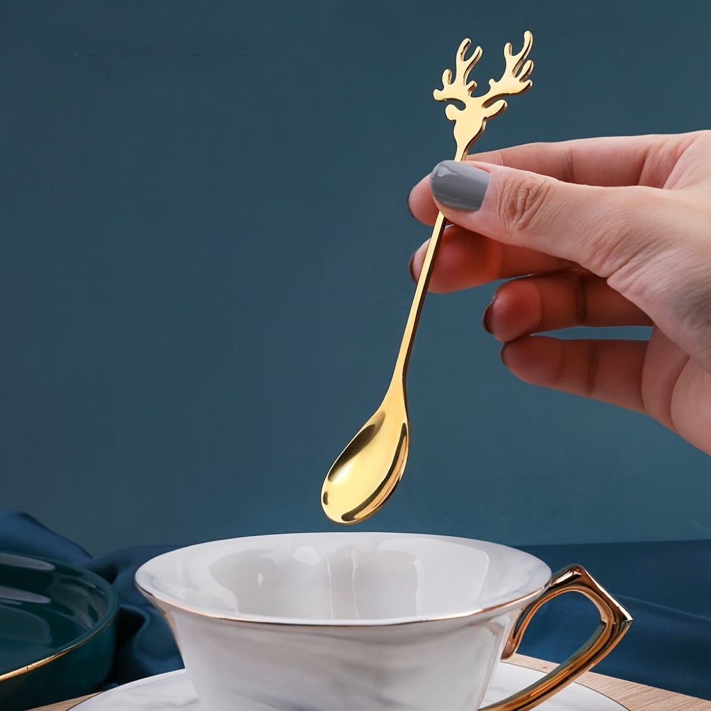 Reindeer Coffee Spoons Stainless Steel Festive Holiday Kitchen Utensils