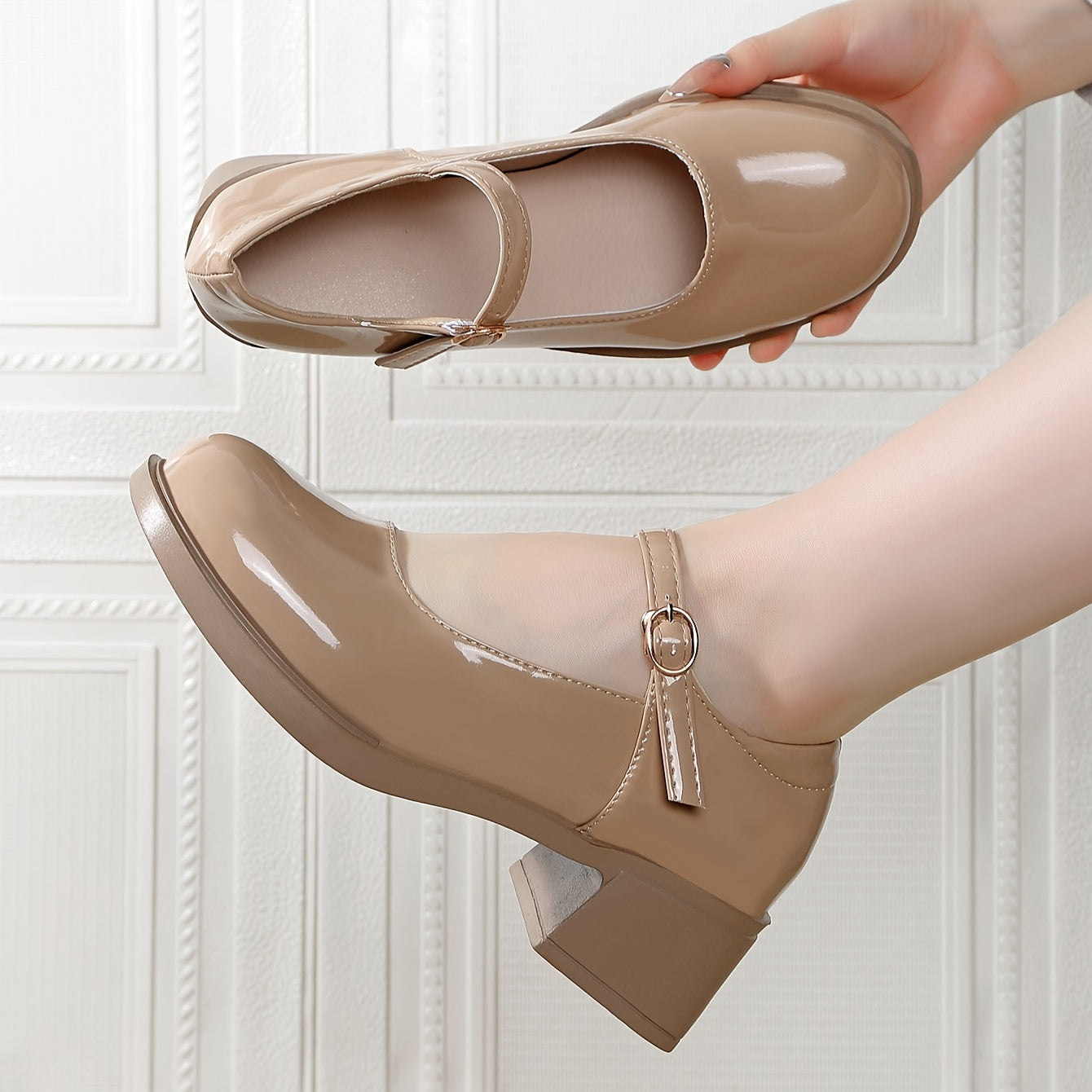 Women’s Low-Cut Chunky-Heeled Mary Jane Loafers for Petite Feet