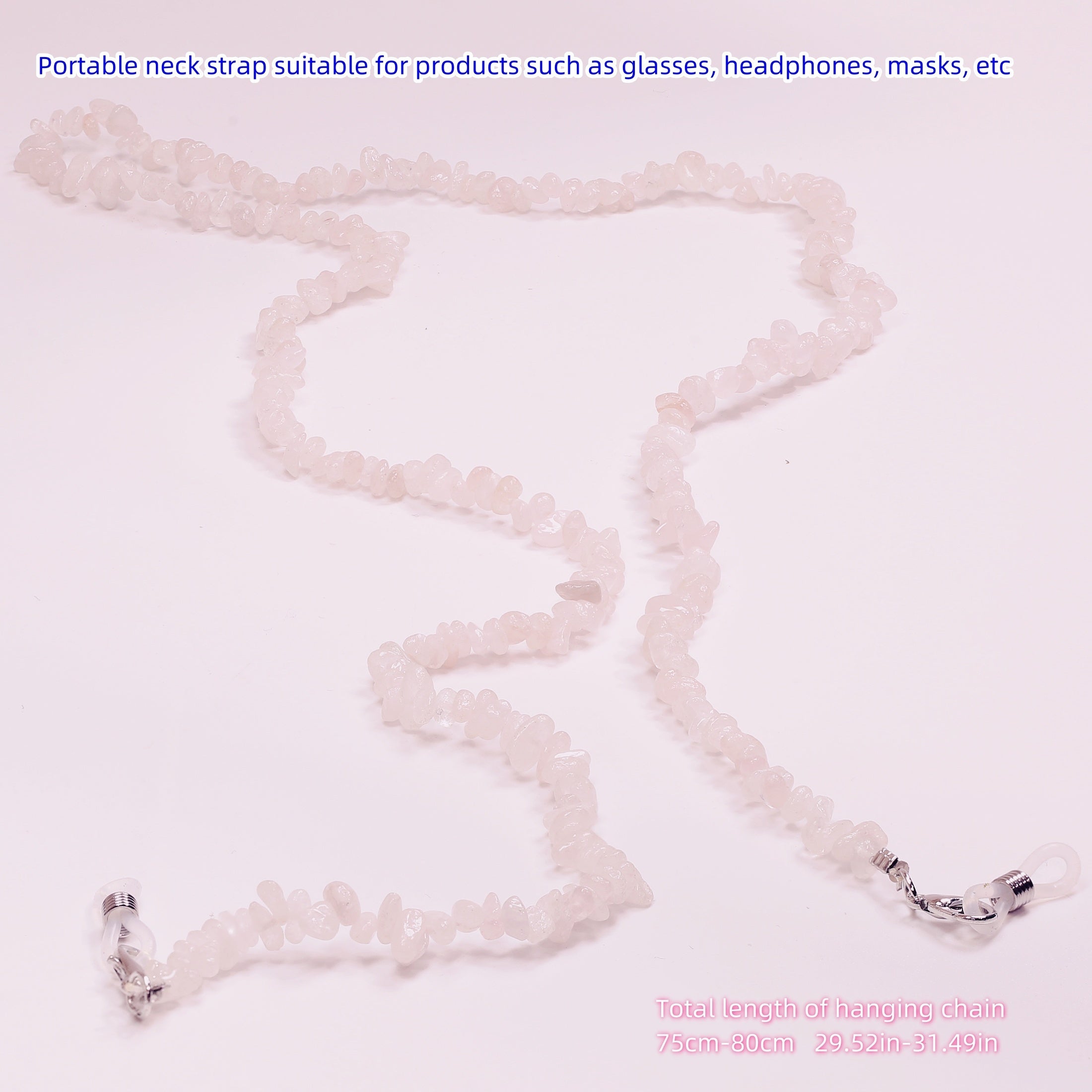 Цепочка из натуральных кристаллических чипсов с подвеской для очков и подвеской для наушников с кристаллом