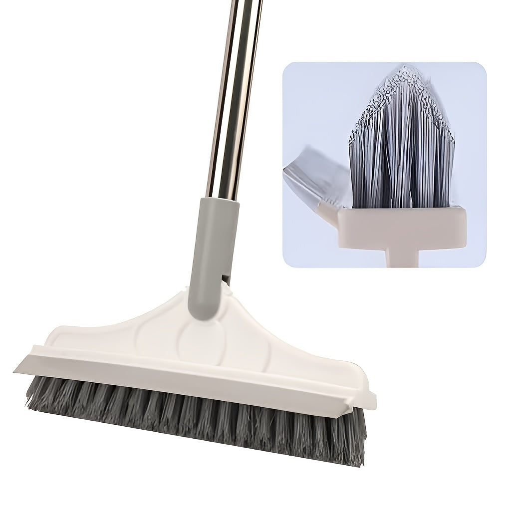 2-in-1 Multi-Surface Cleaning Brush with Long Handle and Squeegee