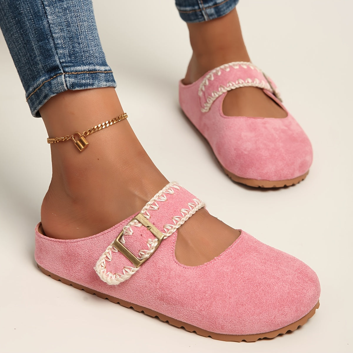 Women's Pink Slip-On Platform Sandals with Cushioned EVA Sole and Bow