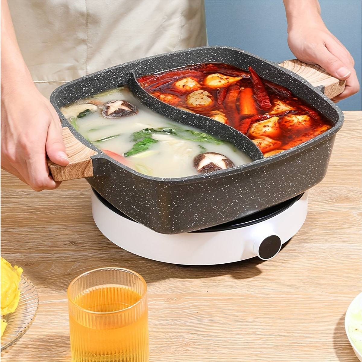 Thickened Wheat Rice Stone Mandar Duck Hot Pot Non-Stick Large Capacity for Gas and Induction