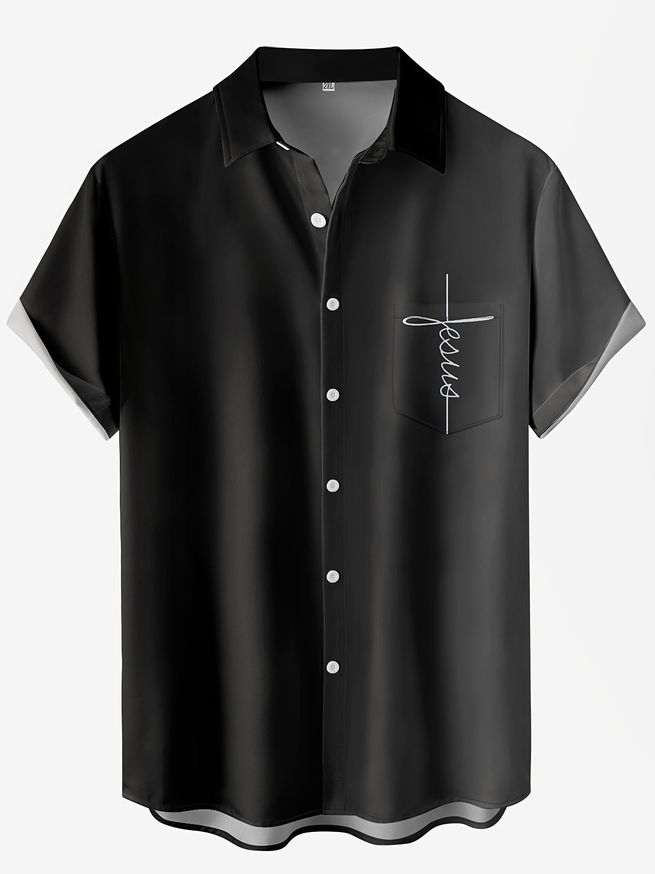 HANZUNPIN erkaklar uchun katta o'lchamdagi ko'ylak, 3D bosma, ko'krak cho'ntagi, yengil yaka, polyester, oddiy moslashuv, tugmachali yopish.