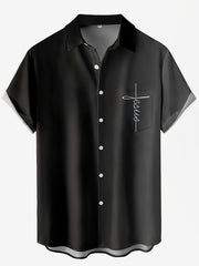 HANZUNPIN erkaklar uchun katta o'lchamdagi ko'ylak, 3D bosma, ko'krak cho'ntagi, yengil yaka, polyester, oddiy moslashuv, tugmachali yopish.