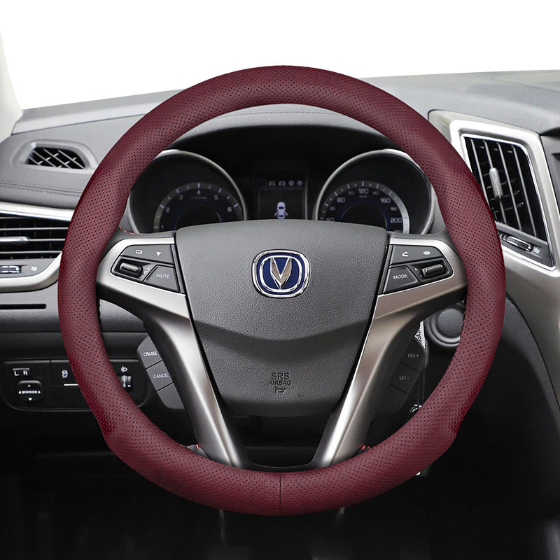 Universal Breathable PU Leather Steering Wheel Cover for Cars Black Burgundy Brown