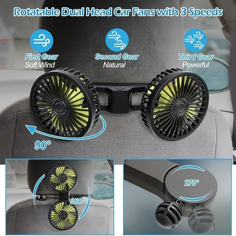 Portable USB car fan with rear seat backrest and electronic fan for strong wind