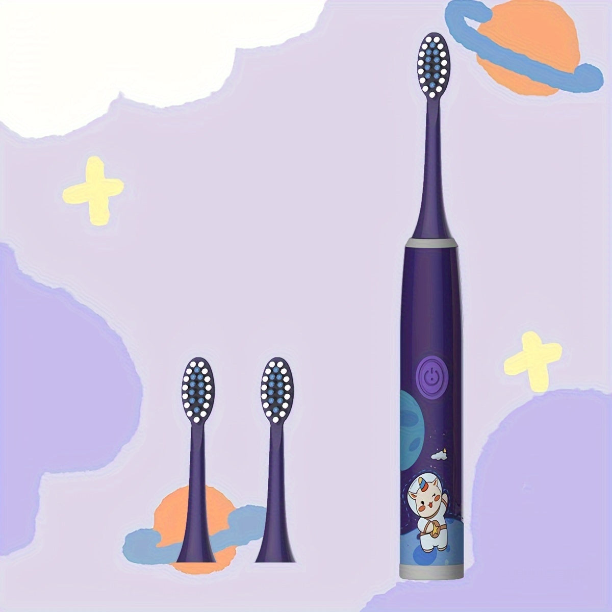 Children's Electric Toothbrush Set with Replaceable Brush Heads for Kids Age 3+