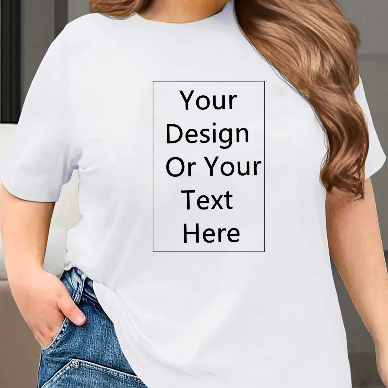 Women's Plus Size Casual T-Shirt Breathable Stretch Short Sleeve Black White Text