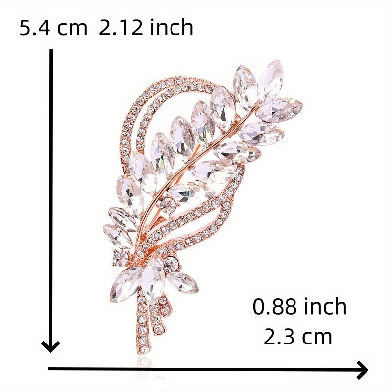 Wheat Rhinestone Flower Brooch Jewelry Pin for Women and Men