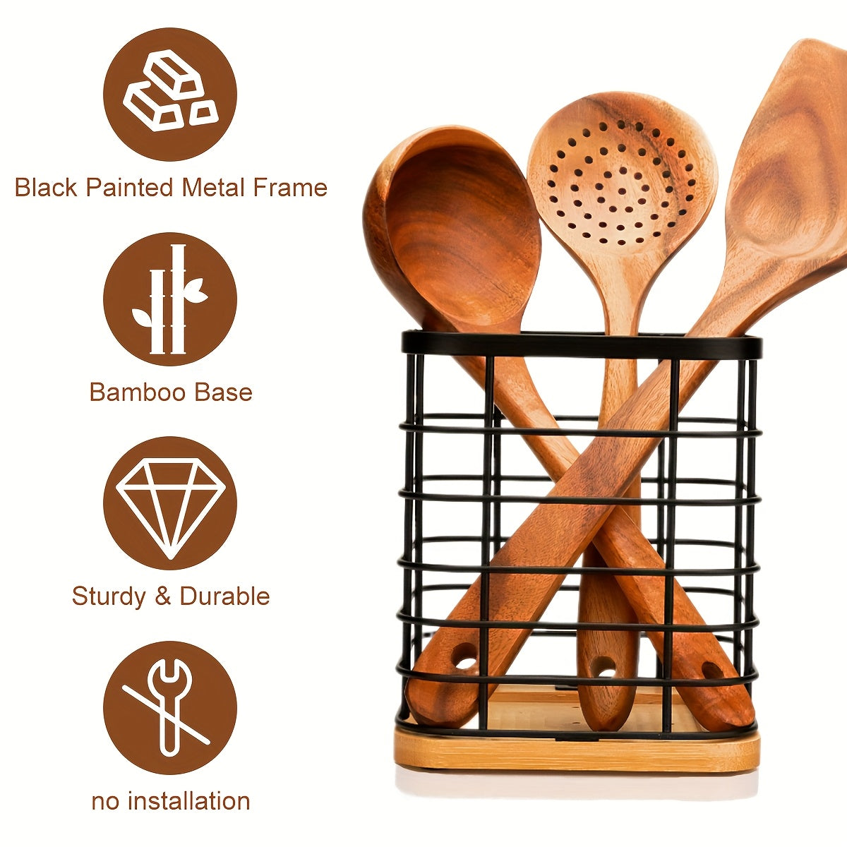 Multifunctional Vertical Kitchen Rack with Cutlery Holder and Organizer