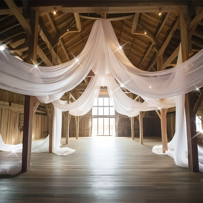 White Sheer Chiffon Draping Fabric for Weddings and Events 7.92M Plus 8.23M Polyester