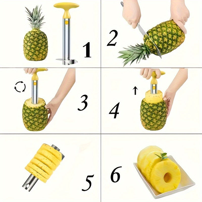 Stainless Steel Pineapple Corer and Slicer, Rustproof, Easy to Use, Detachable Handle