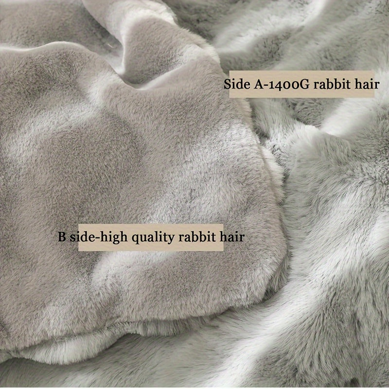 Manta reversible de pelo sintético de conejo para calor y comodidad