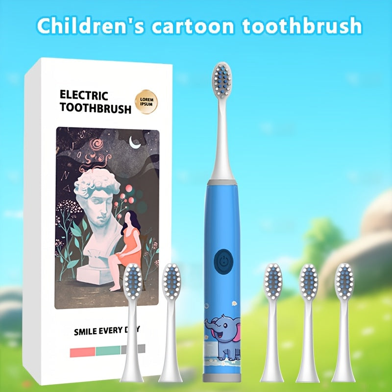 Детская электрическая зубная щетка для детей 3-15 лет, работает на батарейках, 3 цвета, мягкая для зубов