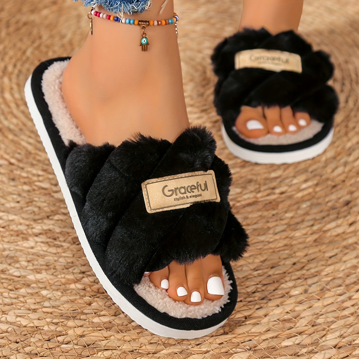 Women's Casual Indoor Flat Open-Toe Slippers for All Seasons