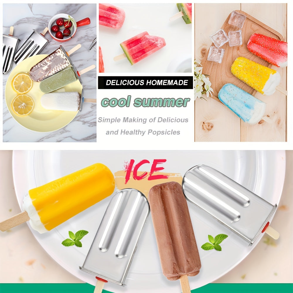 6 or 10 Piece Stainless Steel Popsicle Molds Set with Cover and Sticks