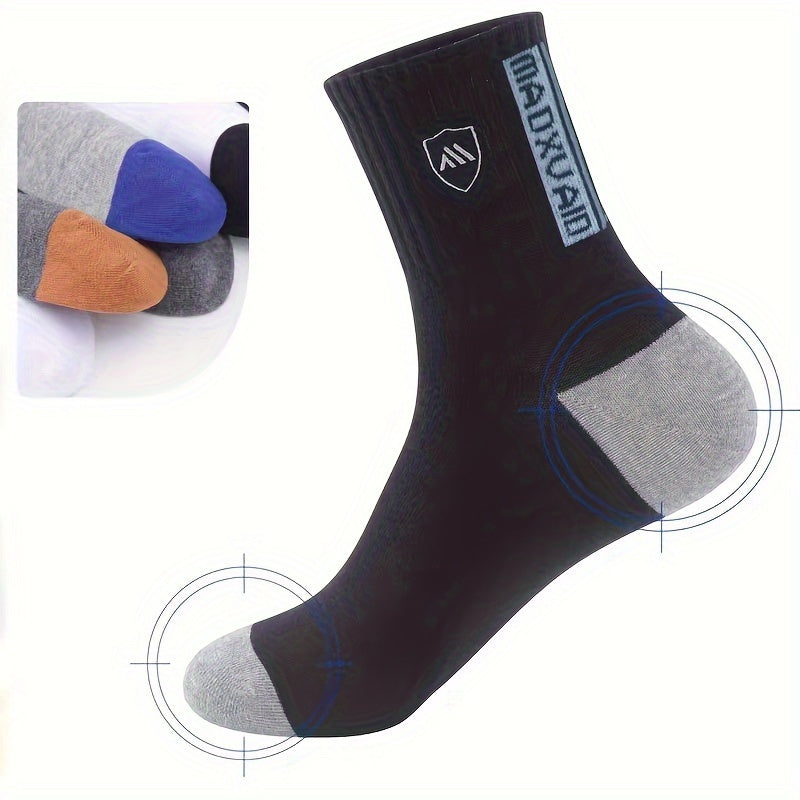 Men's Sports Socks 5 Pairs Breathable Polyester Geometric Pattern EU 38-43 for Spring and Fall
