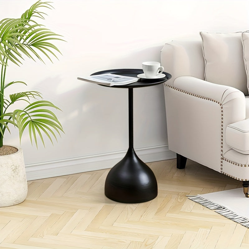 Mesa de café mini de hierro metálico, mesa redonda para sofá, mesa auxiliar, almacenamiento junto a la cama, estilo vintage