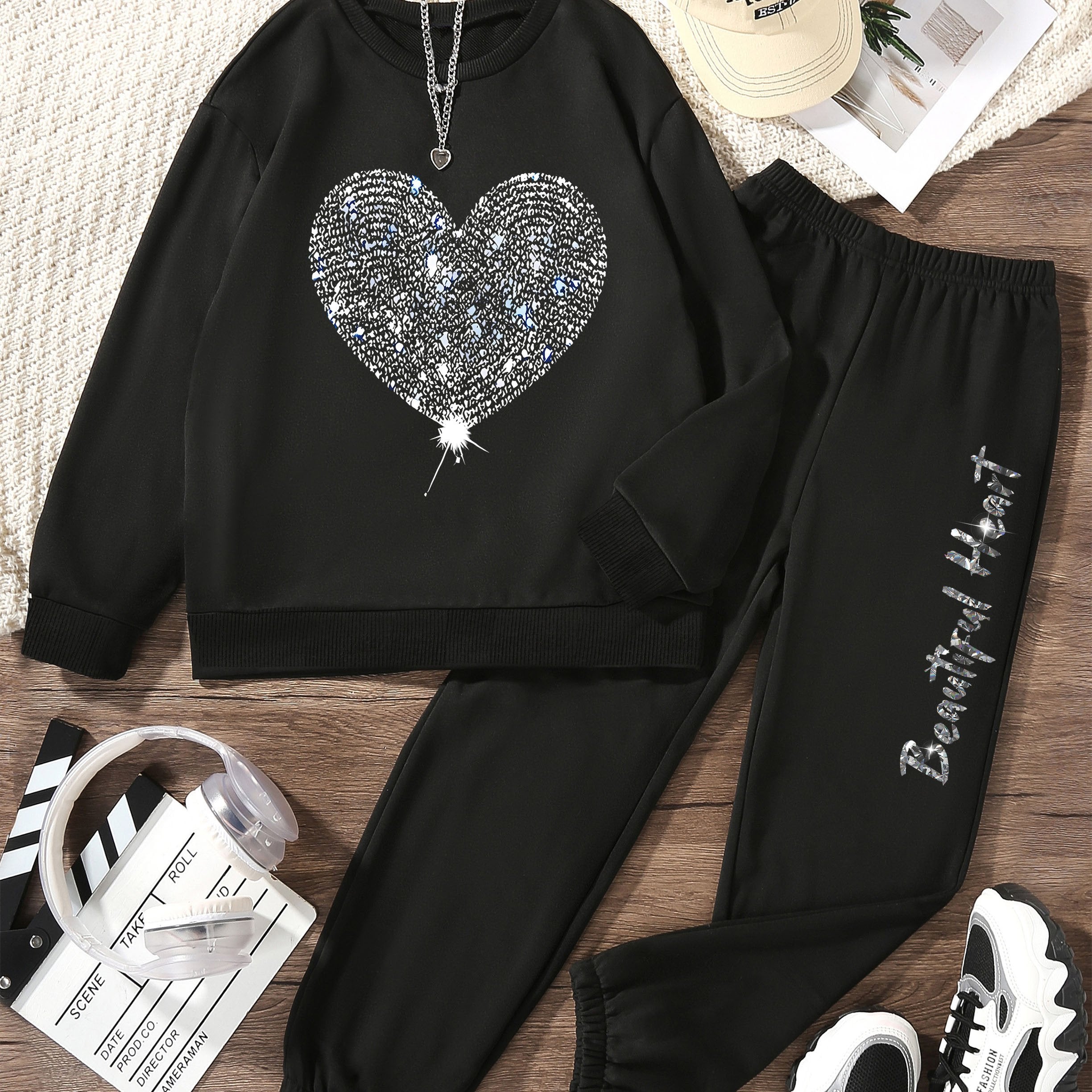 Children's Long Sleeve Two-Piece Suit for Outdoor Play Polyester Geometric Pattern