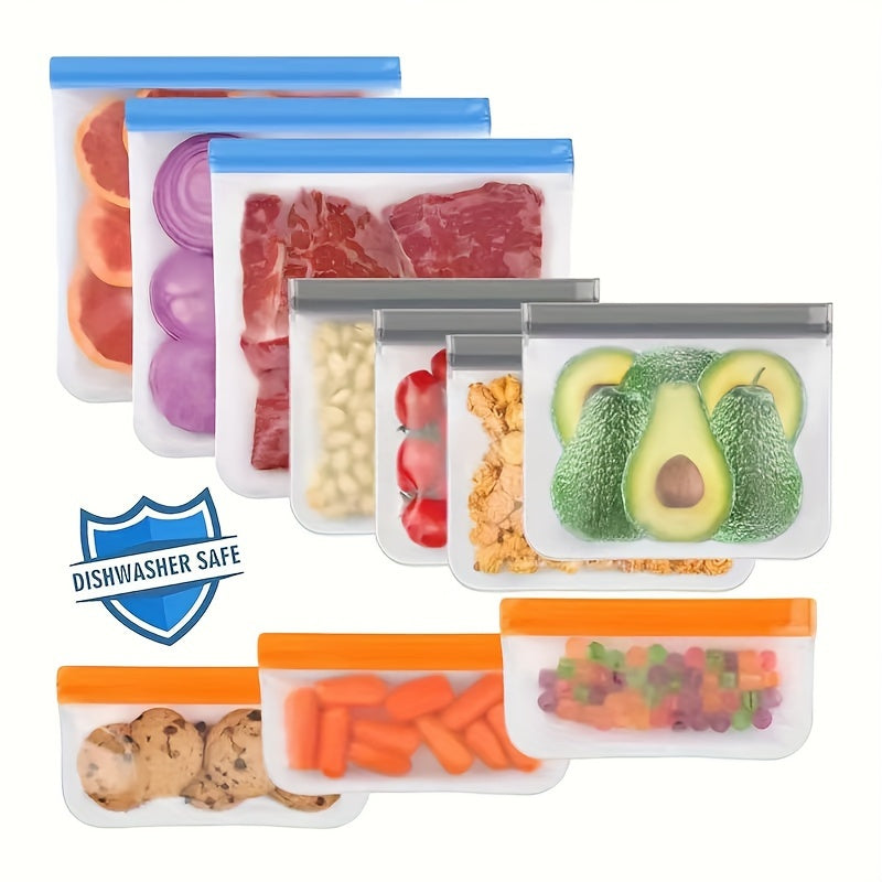 Food Storage Bags Set Reusable Silicone Plastic-Free Freezer Safe Sandwich Snack Bags