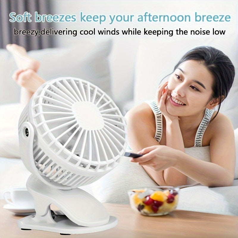 Mini Clip-On Fan Portable USB Rechargeable Quiet Stroller Desk Dorm Outdoor