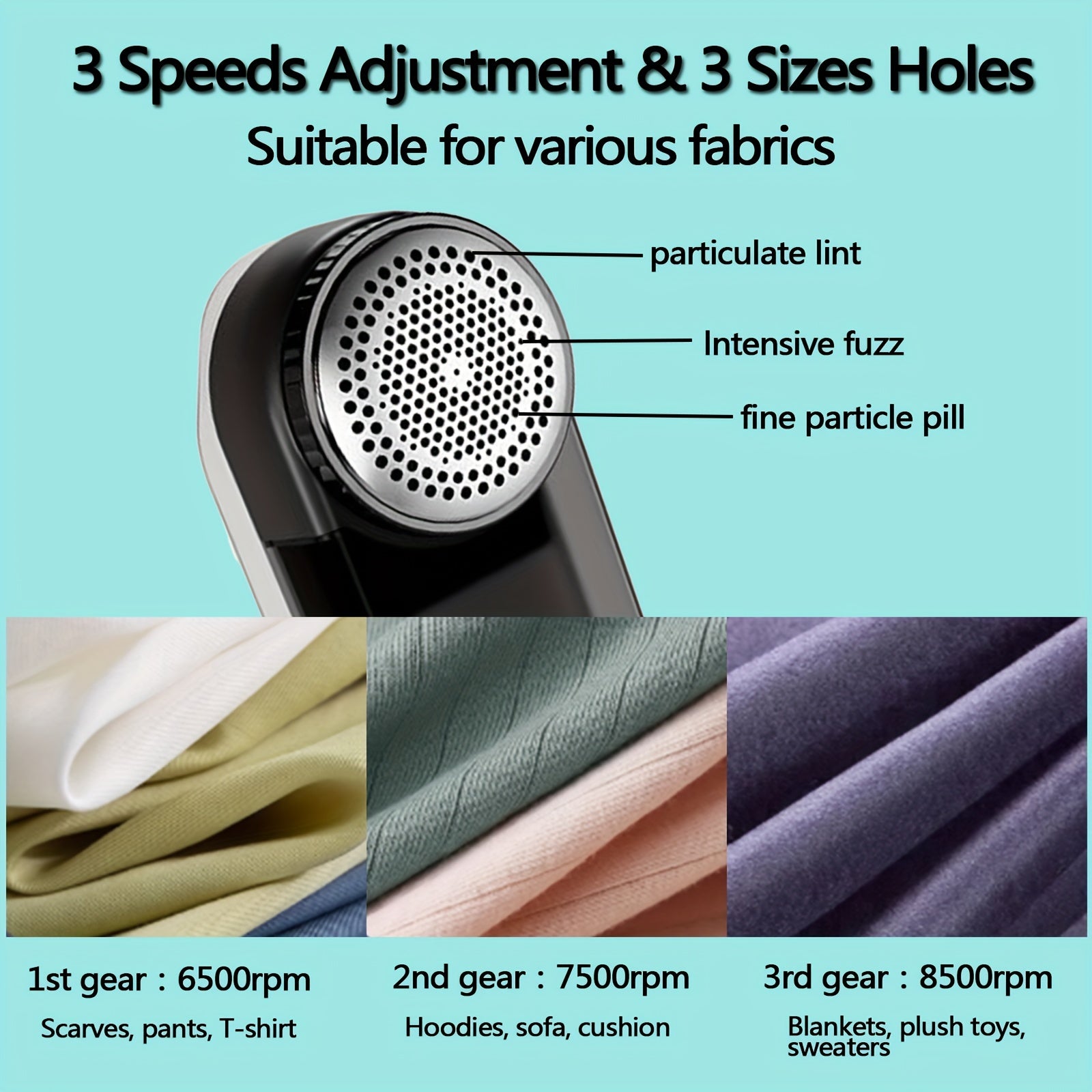 Rechargeable Electric Fabric Shaver with 3 Speeds and LED Display for Clothes and Upholstery