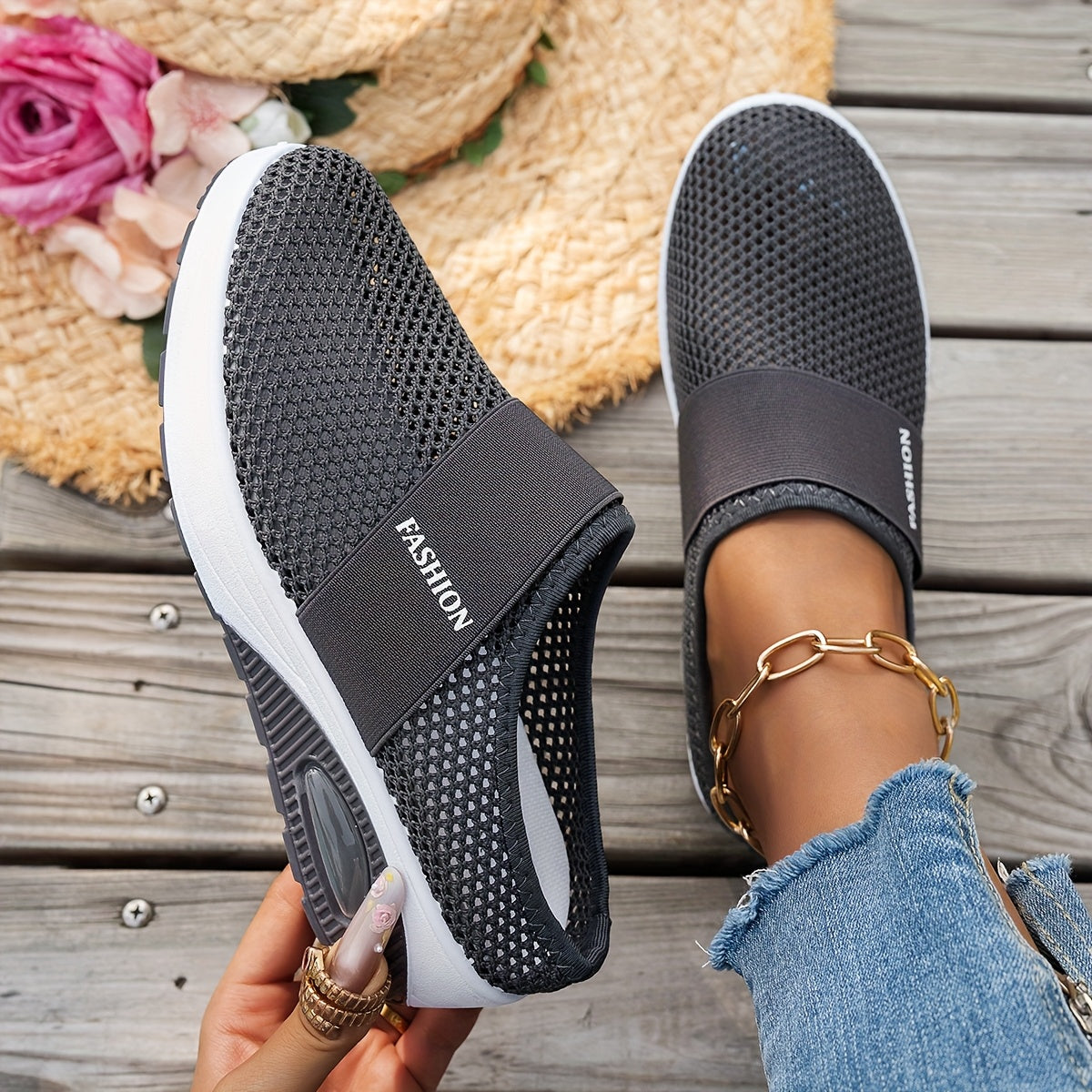 Women Lightweight Slip-On Wedge Sandals Breathable Mesh Casual Summer Shoes