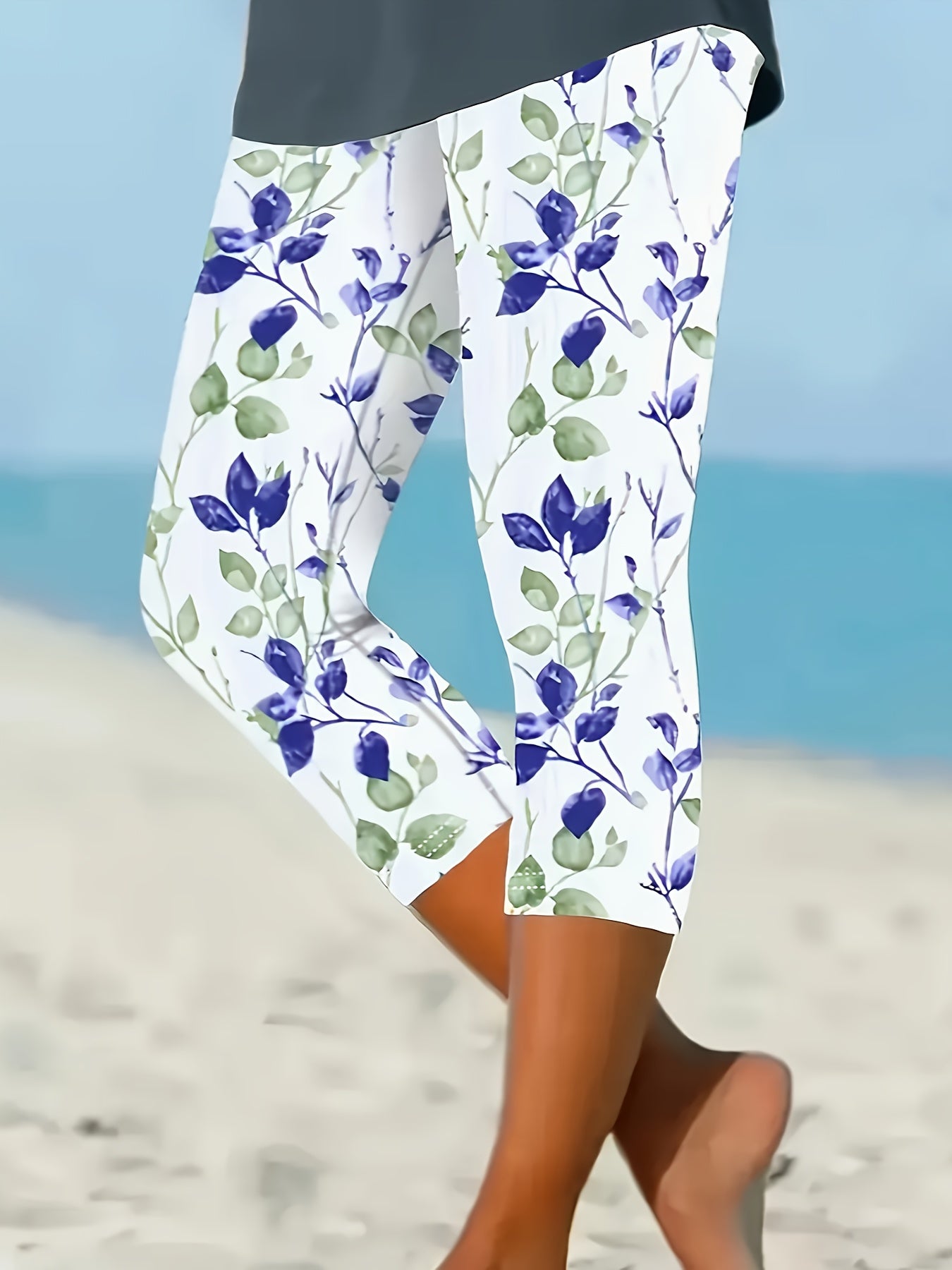 Women's Stretchy Floral Print High-Waisted Leggings for Yoga and Travel