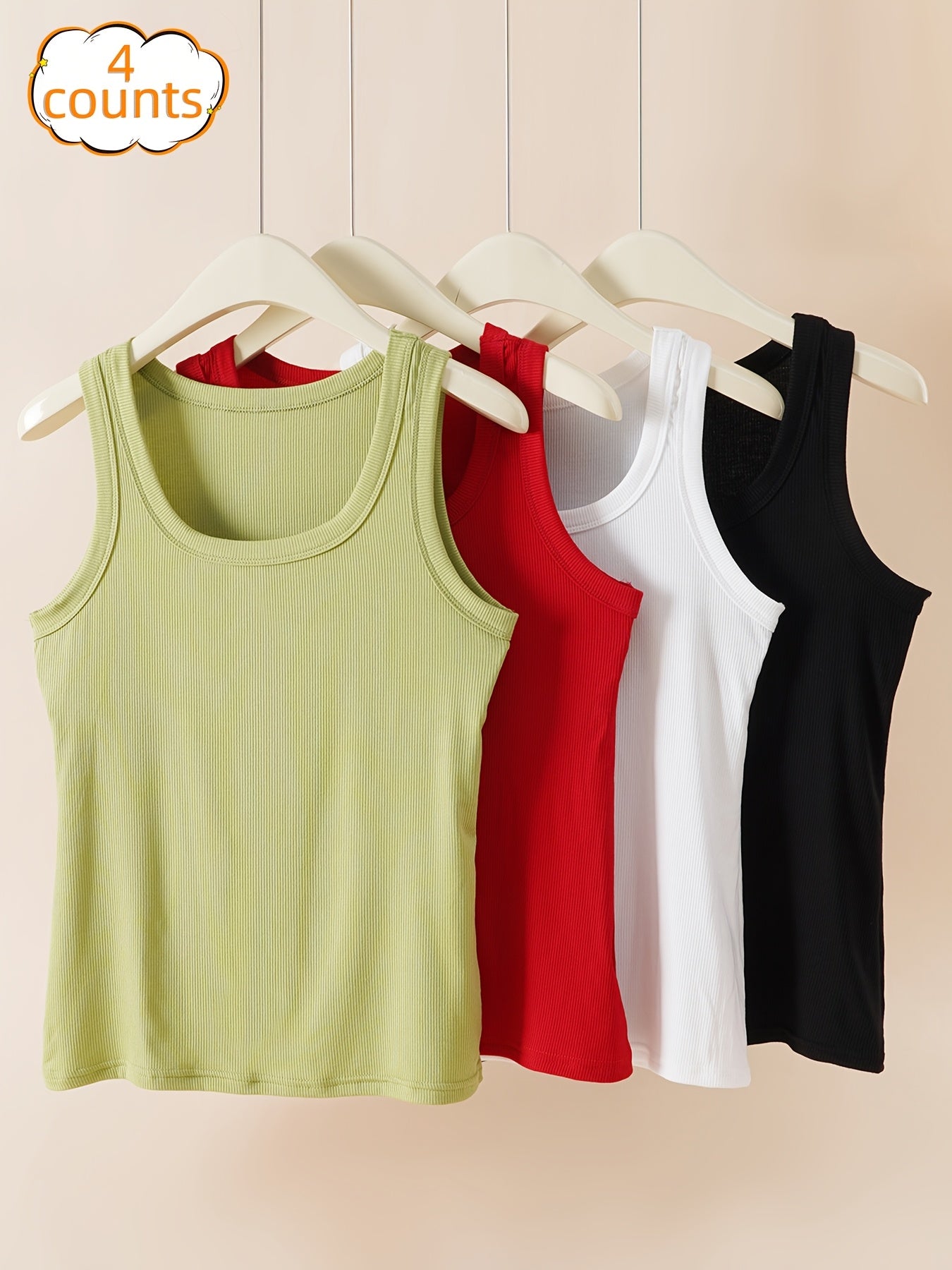Women's Plus Size Sleeveless Tank Tops, Stretchy Loose Fit Casual Layering, Solid Colors