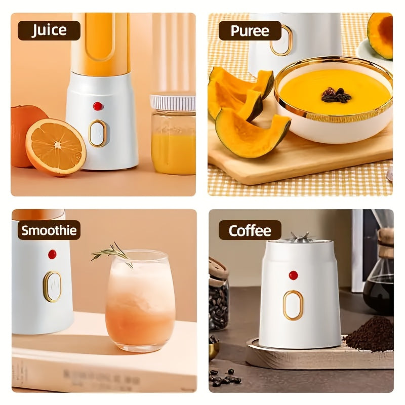 Portable Electric Juicer Cup Set with Two Cups USB Rechargeable for Smoothies and Fruit Juices