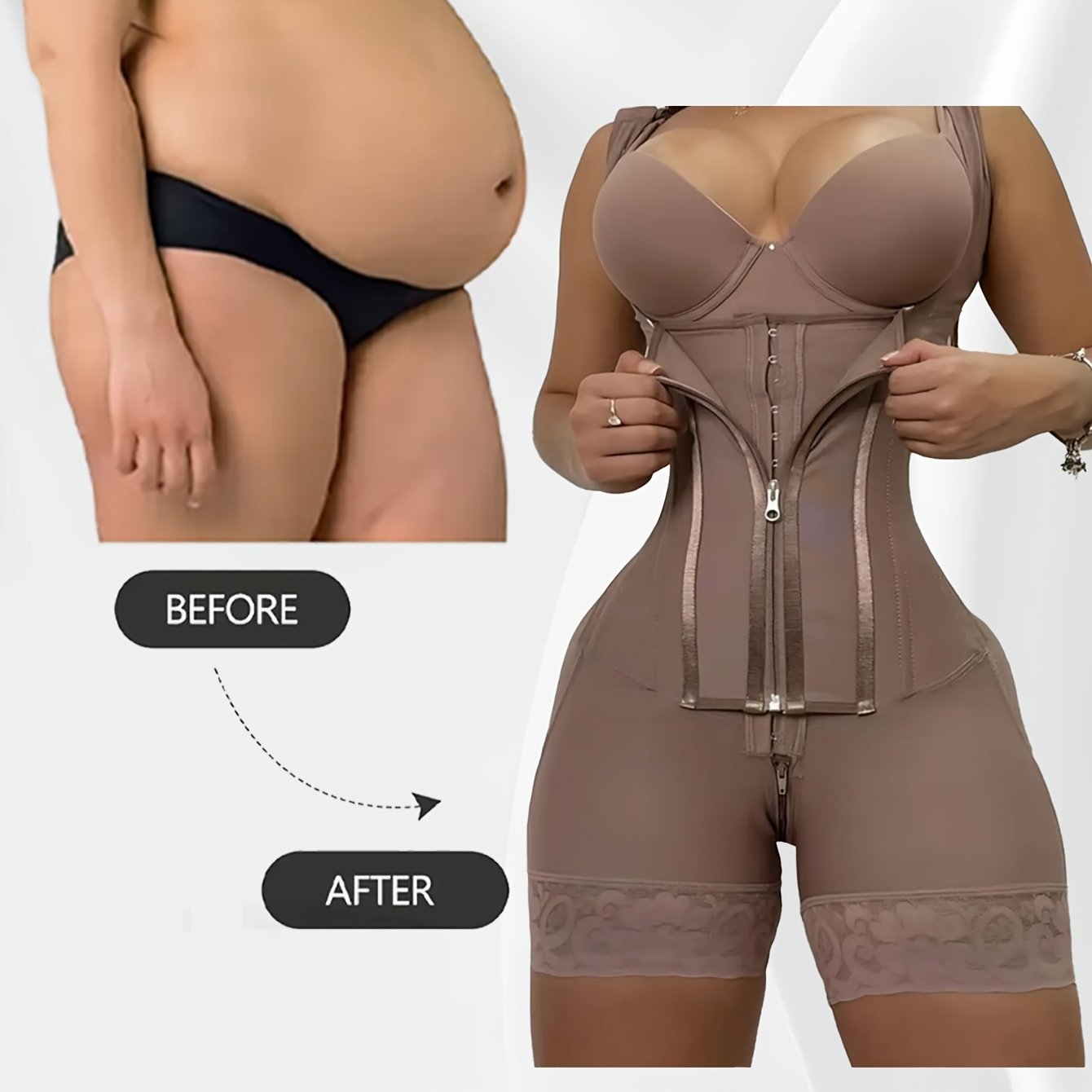 Women's High-Waisted Shapewear Shorts with Waist Cincher, Medium Support, Solid Color