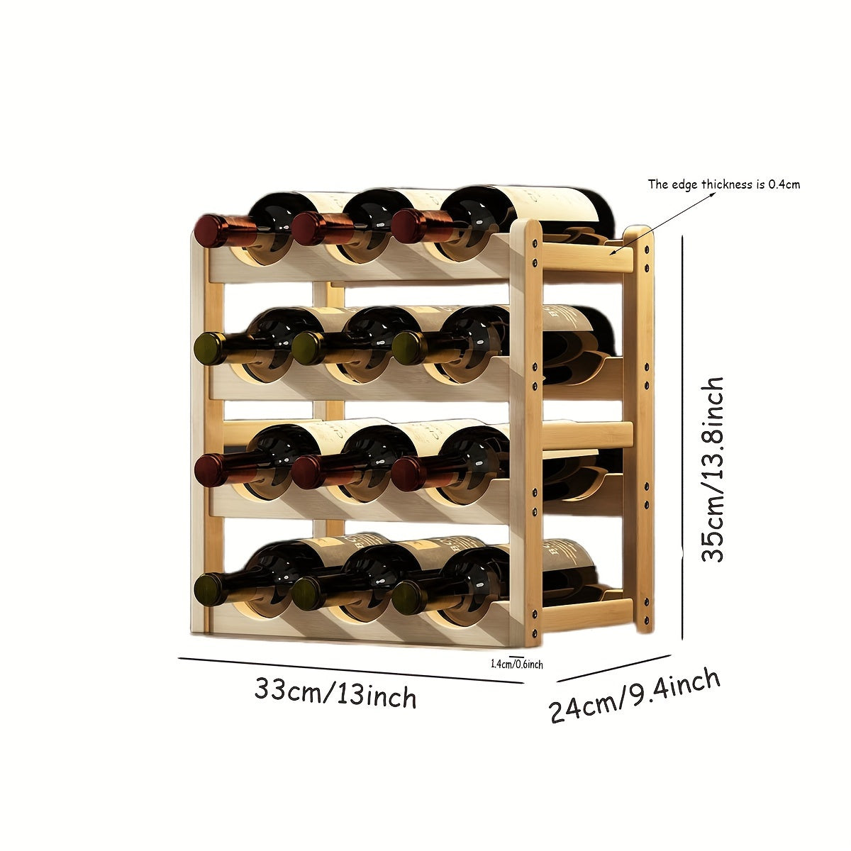 Wood Tiered Wine Bottle Holder with 2/3/4 Tiers Stackable Lacquered