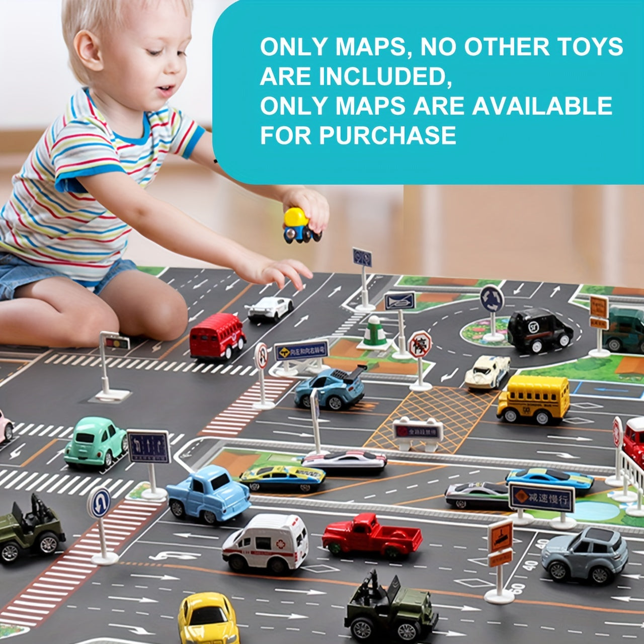 Alfombra de juego de tráfico infantil Ciudad Juego de aparcamiento educativo Impermeable de tela no tejida Juguete para interior