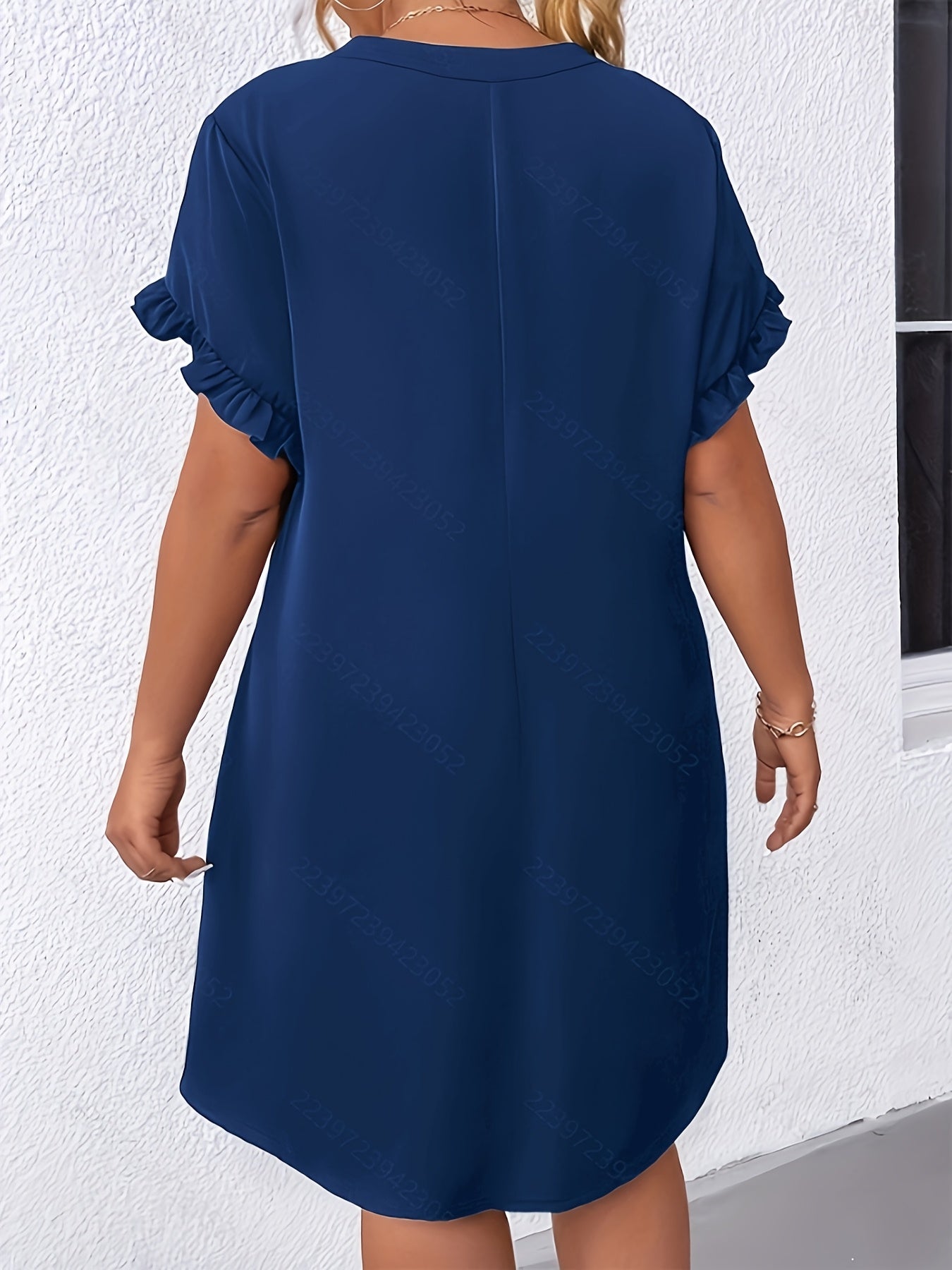 Women's Burgundy Midi Dress with Ruffle Sleeves V-Neck Flowy Spring Summer