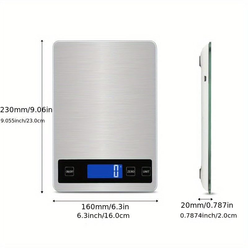 15kg Kitchen Scale with USB Rechargeable Battery Waterproof Food Safe Glass