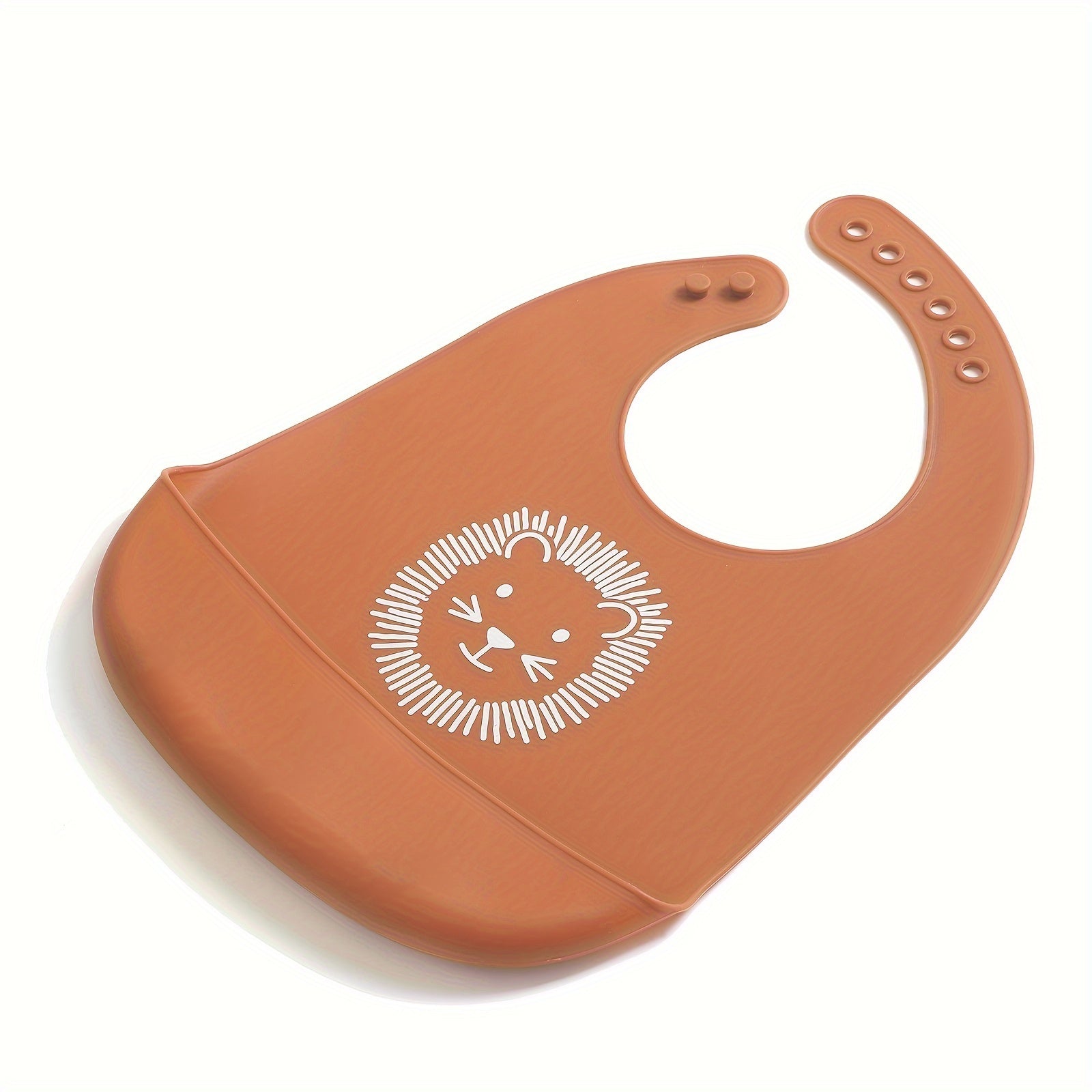 Baby Silicone Bib for Infants Waterproof Lion Print Durable Food Catcher